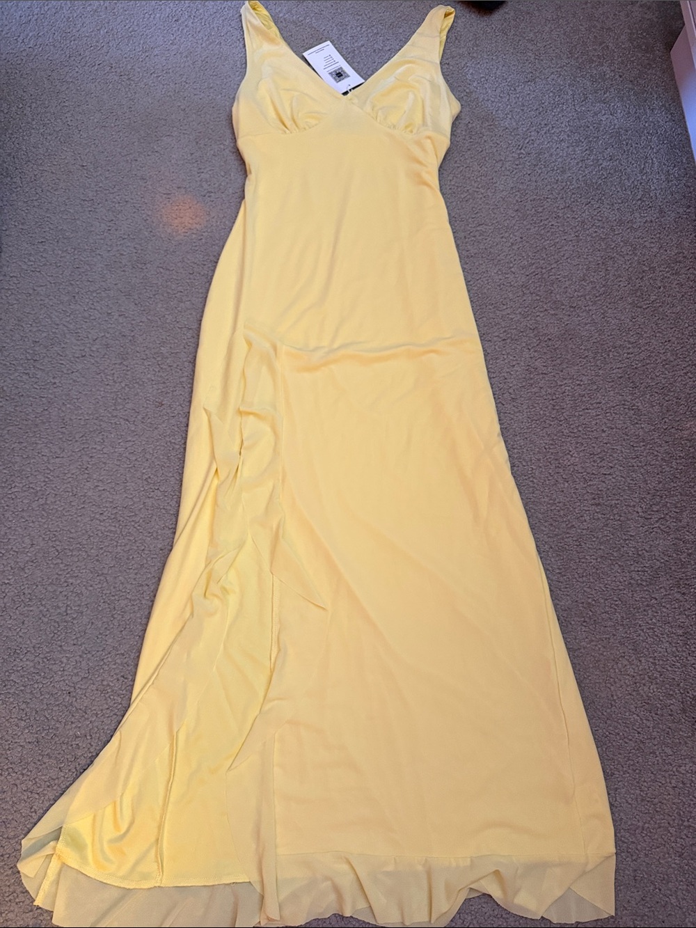 Yellow V-Neck Maxi Dress